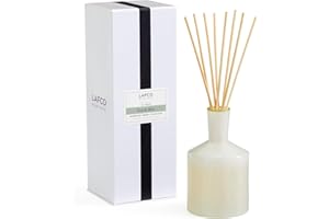 LAFCO New York Classic Reed Diffuser, Feu de Bois - 6 oz - Up to 3 Months Fragrance Life - Reusable Glass Vessel - Natural Wood Reeds - Made in The USA