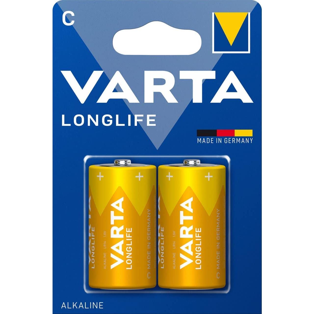Varta Longlife Extra 1.5 V C Alkaline Battery 2 count (Pack of 1)