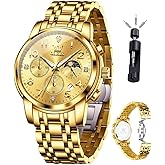 OLEVS Watches for Men Luxury Analog Waterproof Stainless Steel Casual Big Face Chronograph Classic Fashion Roman Numeral Quartz Date Men's Wrist Watches Reloj para Hombre