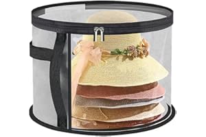 SEODON Hat Box Storage for Women – Large Clear Hat Storage Boxes for Wide Brim Sun Hats, Cowboy Hats & Travel – Foldable Hat Organizer Bag with Handles (grey)