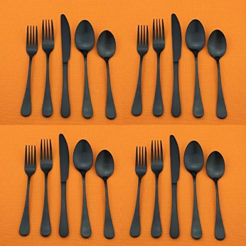 Kitchen Silverware Cutlery Set Stainless Steel 20-Piece Matte Black Dinnerware Flatware Set For Everyday Casual Use Cutlery Set Service For 4