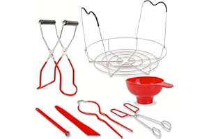 Canning Supplies Starter Kit - 7 Pieces Stainless Steel Canning Set Tools: Steamer Rack,Canning Funnel,Jar Lifter,Wrench, Ton