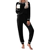 Ekouaer Pajamas Set for Women Soft Comfy Pjs Jogger Lounge Sets | Pullover Long Sleeve Sleepwear,Fall Jogger Loungewear,Gift for Mom,Wife,Friends