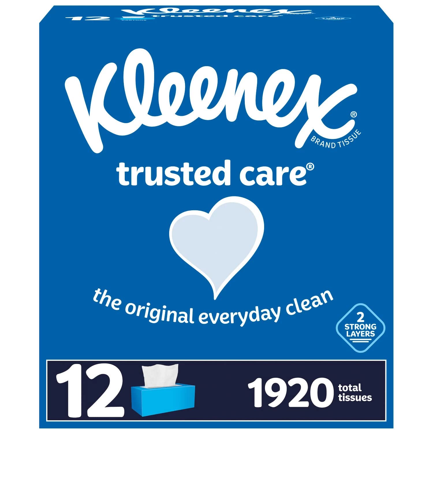 Photo 1 of Kleenex Trusted Care 2-ply Facial Tissues, Flat Boxes (160 tissues/box, 12 boxes)