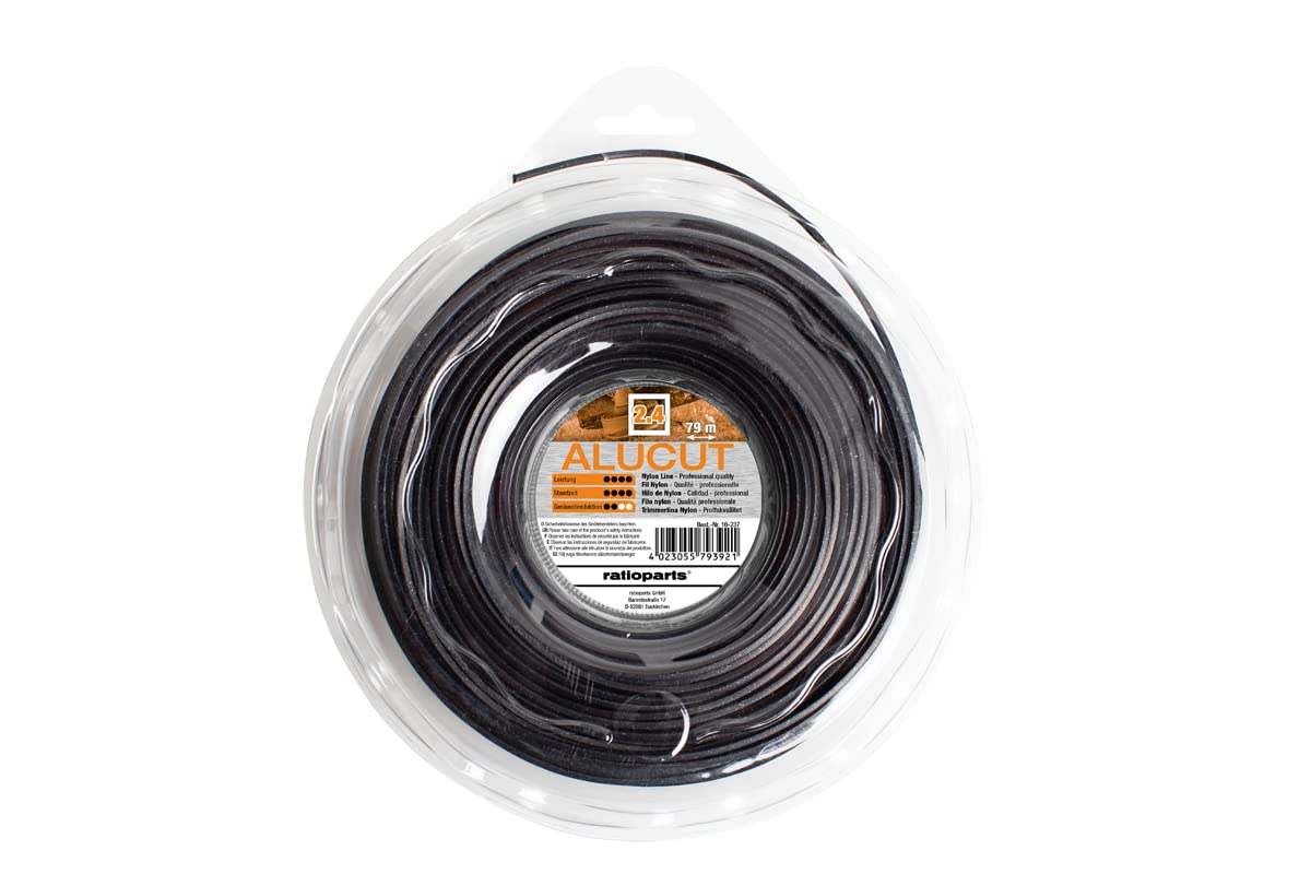 Ratio Parts Alucut Square; Thread Diameter 2.4 mm 79 M/Nylon Line/Trimmer Line, Black