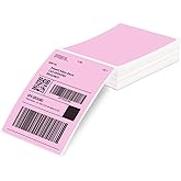 Phomemo 4x6 Thermal Label Printer Paper - 100 PCS Pink 4"x6" Fan-Fold Shipping Supplies Labels - Water/Oilproof Mailing Label - Permanent Adhesive Thermal Shipping Labels for Ship Packages
