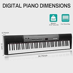 AODSK Digital Piano 88 Key Semi-Weighted Keyboard