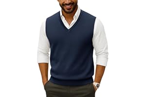 Moda Viva Mens Wool Sweater Vest, Fall V Neck Sweater Vests, Lightweight Sleeveless Knit Vest