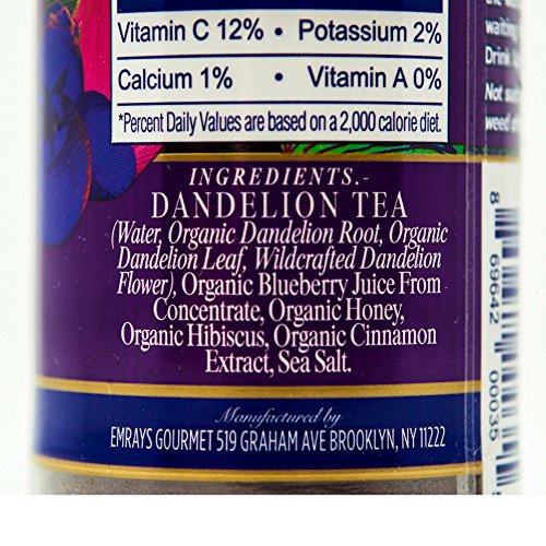 Prebiotic Tea LION (Blueberry Hibiscus) Dandelion Improve Digestion & Reduce Bloating Our Prebiotics Feed Your Probiotics Boost Immune System Delicious and Refreshing Bottled Tea Dandelion Leaf Root