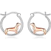 JERWLI Pug/Yorkie/Boston Terrier/Dachshund Earrings for Women 925 Sterling Sliver Dog Hoop Earrings Dog Jewelry Gifts for Women Lover