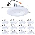 HALO LTE 5/6 Inch LED Recessed Lighting, 12 Pack, Dimmable Baffle Trim Retrofit Can Lights, 3000K Bright White, 9W=75W, 720 Lumens, Wet Rated, UL & FCC Certified