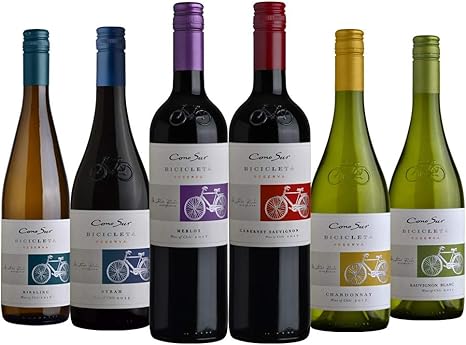 Amazon Co Jp Cono Sur コノスル 赤ワイン コノスル ビシクレタ 人気セパージュ 赤 白 6本飲みくらべセット 750ml 6本 通販 食品 飲料 お酒