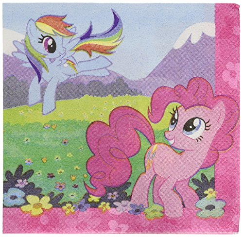 Amscan Charming My Little Pony Friendship Birthday Party Beverage Napkins Tableware (16 Pack), Multi Color, 5