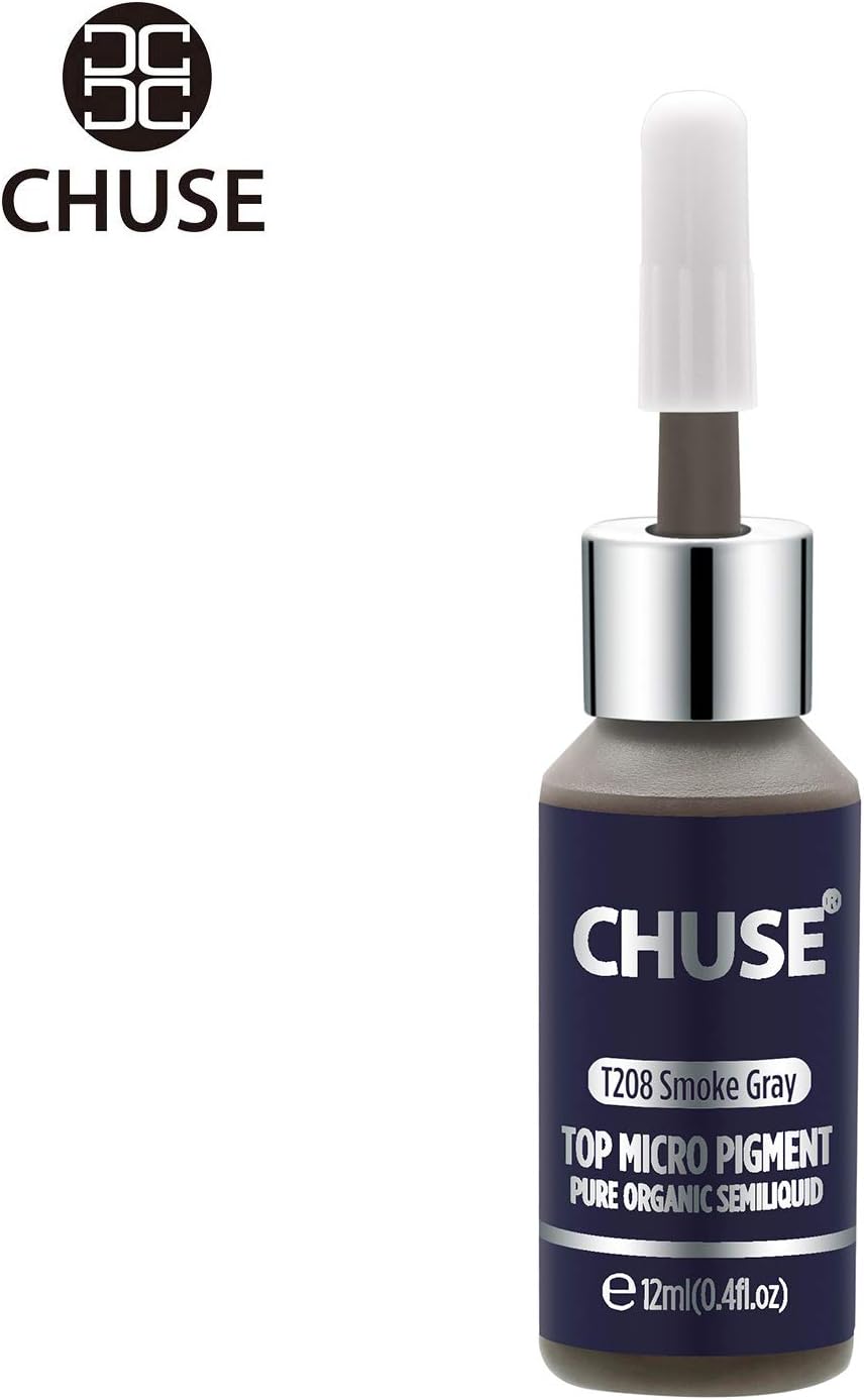 CHUSE T208 Microblading Micro Pigment Permanent Makeup Tattoo Ink Smoke Gray Cosmetic Color Passed SGS,DermaTest 12ml (0.4fl.oz) - Image 3