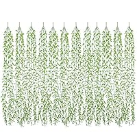 DearHouse 12 Pcs Artificial Vines Fake Greenery Garland Willow Leaves with Total 60 Stems Hanging for Wedding Party Garden Wall Home Decoration