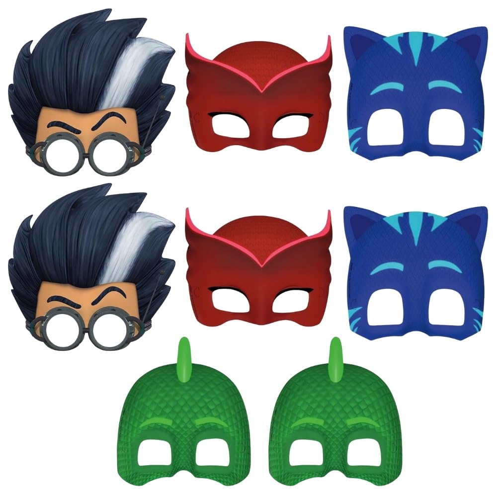 Unique Assorted Colors PJ Masks Party Masks (8 Count) - Ideal for Themed Parties & Superhero Fans