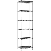 REGILLER 6 Wire Shelving Steel Storage Rack Adjustable Unit Shelves for Laundry Bathroom Kitchen Pantry Closet (16.7L x 11.9W x 64H, Black)