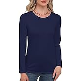 Smile Fish Women Crewneck Loose Fit Shirt Long Sleeve Casual T Shirts Basic Top Tees