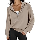 Trendy Queen Women's Oversized Quarter Zip Sweatshirts - Cropped Drop Shoulder Hoodie, Soft Y2K Pullover for Fall and Winter