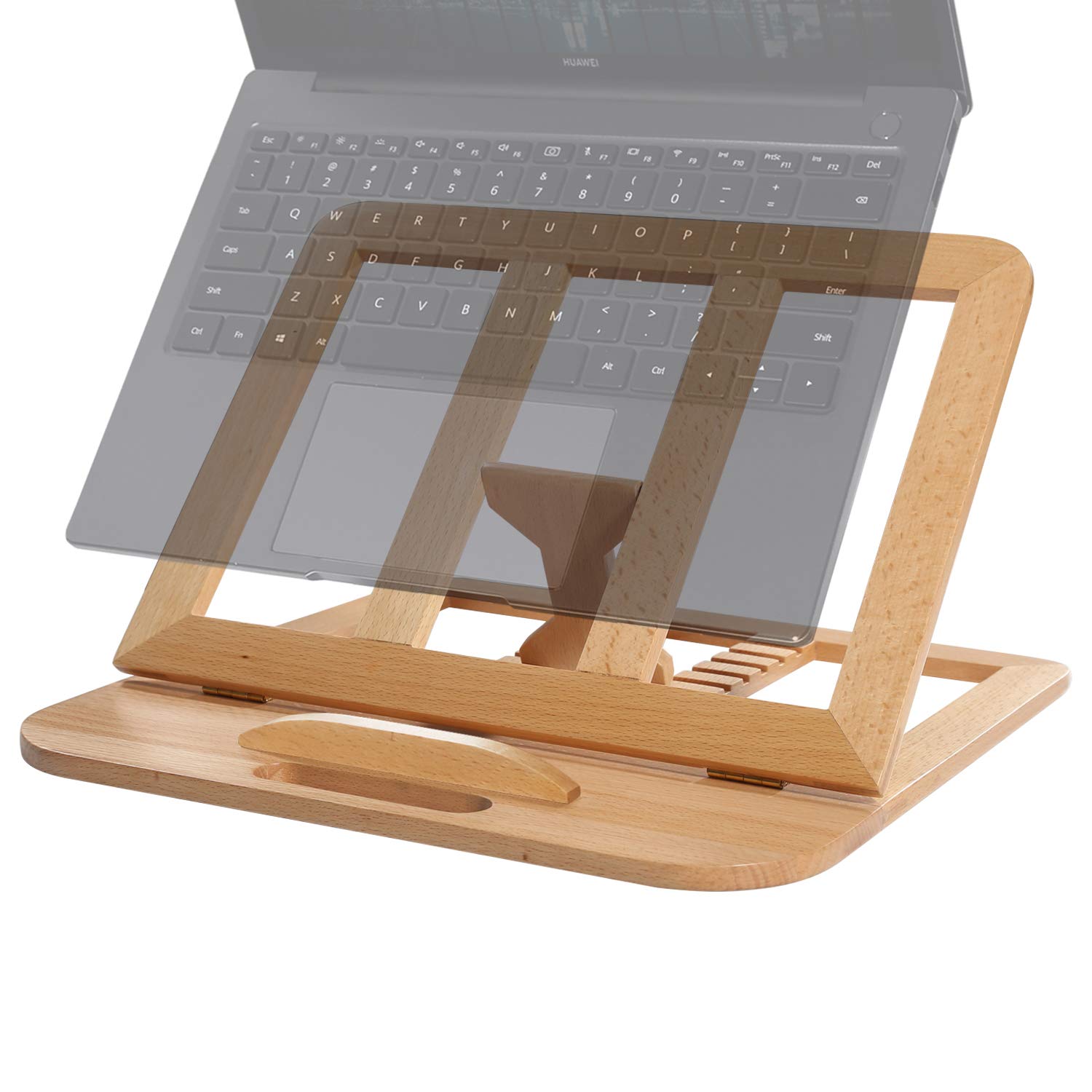RAVEGO Laptop Stand, Foldable Wooden Laptop Riser Adjustable Computer