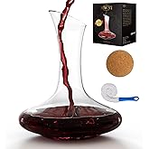 MWNI Wine Decanters, Crystal Glass Red Wine Decanter Set With Stopper and Brush,Used Aerator,Glass Carafe Accessories,Gifts(1800ml)