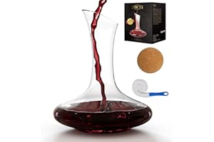 MWNI Wine Decanters,Lead Free Crystal Red Wine Decanter Set with Stopper and Brush,Used Aerator,Glass Carafe Accessories,Gift