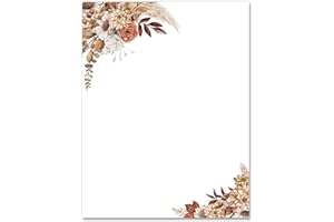 GENERIC AnyDesign 60 Sheet Boho Stationery Letterhead Paper Vintage Leaves Floral Letter Writing Paper for Fall Autumn Notes Greeting Invitation Office School Printing, 8.5 x 11 Inch