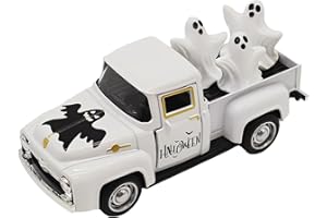 YIMIBLOSS Halloween Decorations - Mini Cute Farmhouse Style Halloween Metal Truck Decor with 3 Removable Mini Ghost Ornaments for Tabletop, Tiered Tray, Shelf, Fireplace and Home Indoor Décor