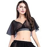ROYAL SMEELA Chiffon Belly Dance Tops Comfort Sleeve Belly Dancing Costume for Women Practice Dancing Clothing, One Size