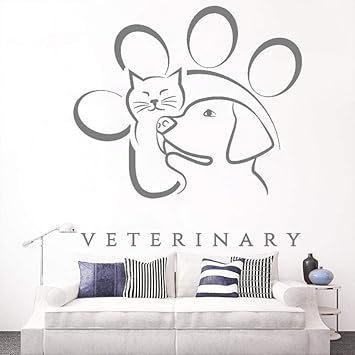 Amazon Com Wall Sticker Veterinary Medicine Animal Pet Wall Decal Vinyl Stickers Mural Dog Cat Pattern Window Decals Poster Removable Wallpaper Size 42x44 Cm Home Kitchen