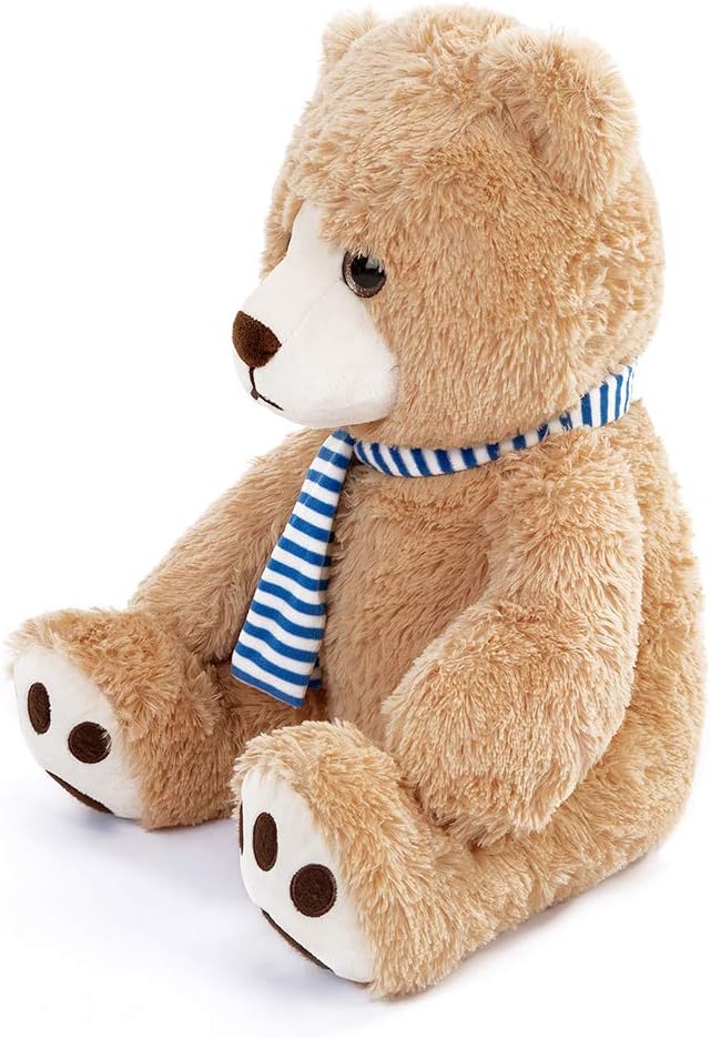 Tezituor 24 Inch Teddy Bear Stuffed Animal Big Teddy Bear with Blue Plush Scarf for Girlfriend Kids, Tan: Toys & Games