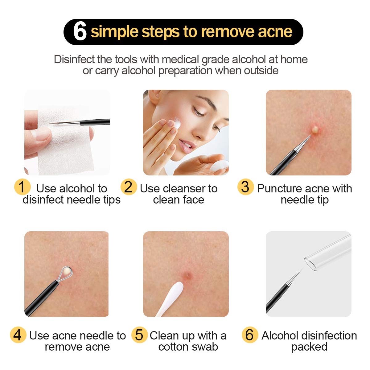 Blackhead Remover Tool Kit, Aooeou 10 Pcs Professional Pimple Popper Tool - Comedone Extractor Acne Removal Kit for Blemish, Whitehead Popping, Zit Removing for Nose Face: Beauty