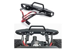 WEFEINO Metal Front & Rear Bumper with Lights for 1/24 Axial SCX24 AXI00006 Bronco RC Crawler Car (Front)