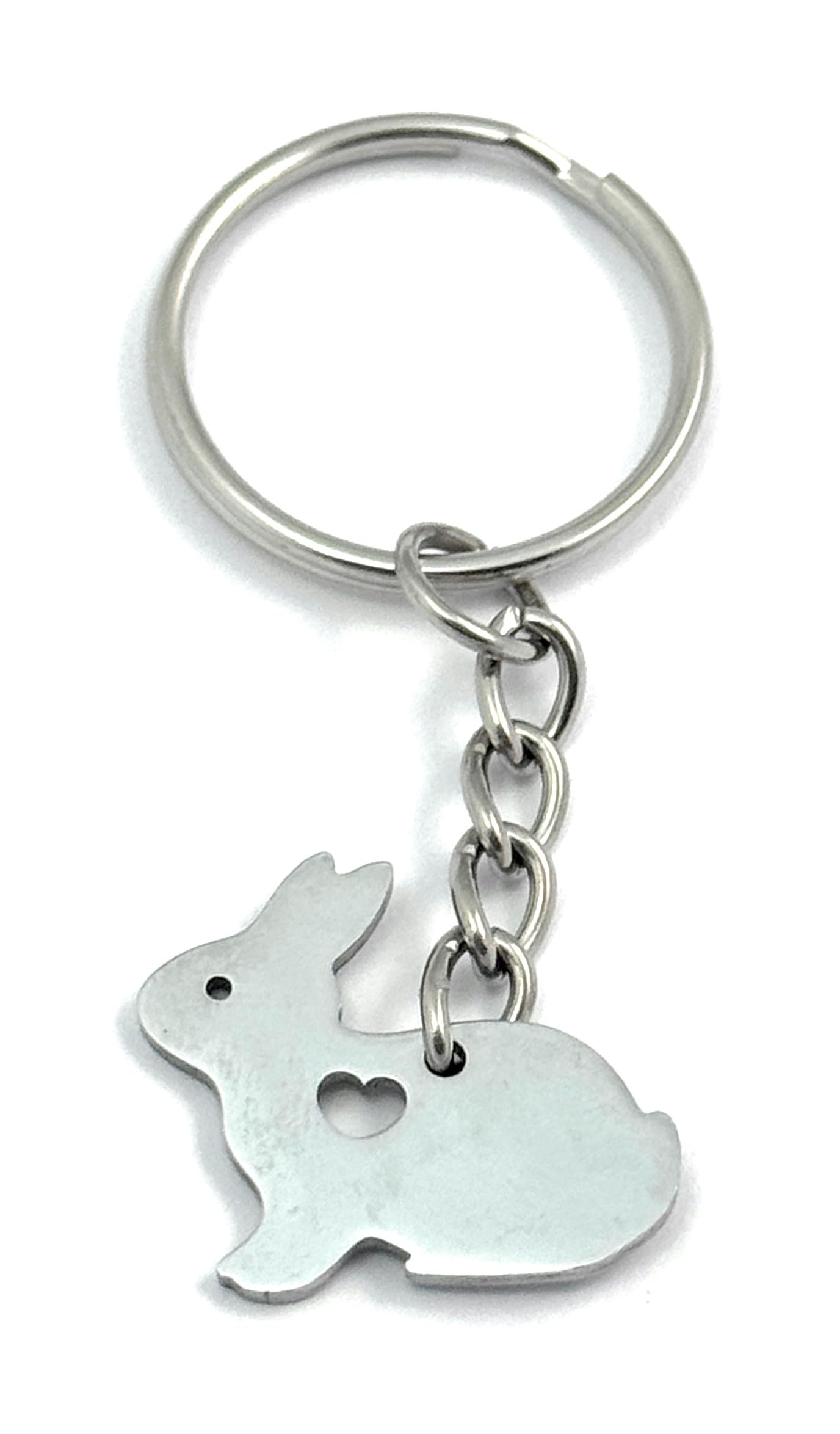 FizzyButton Gifts Bunny Rabbit Keyring Key Ring with Stainless Steel Silhouette Charm and Turquoise Gift Box