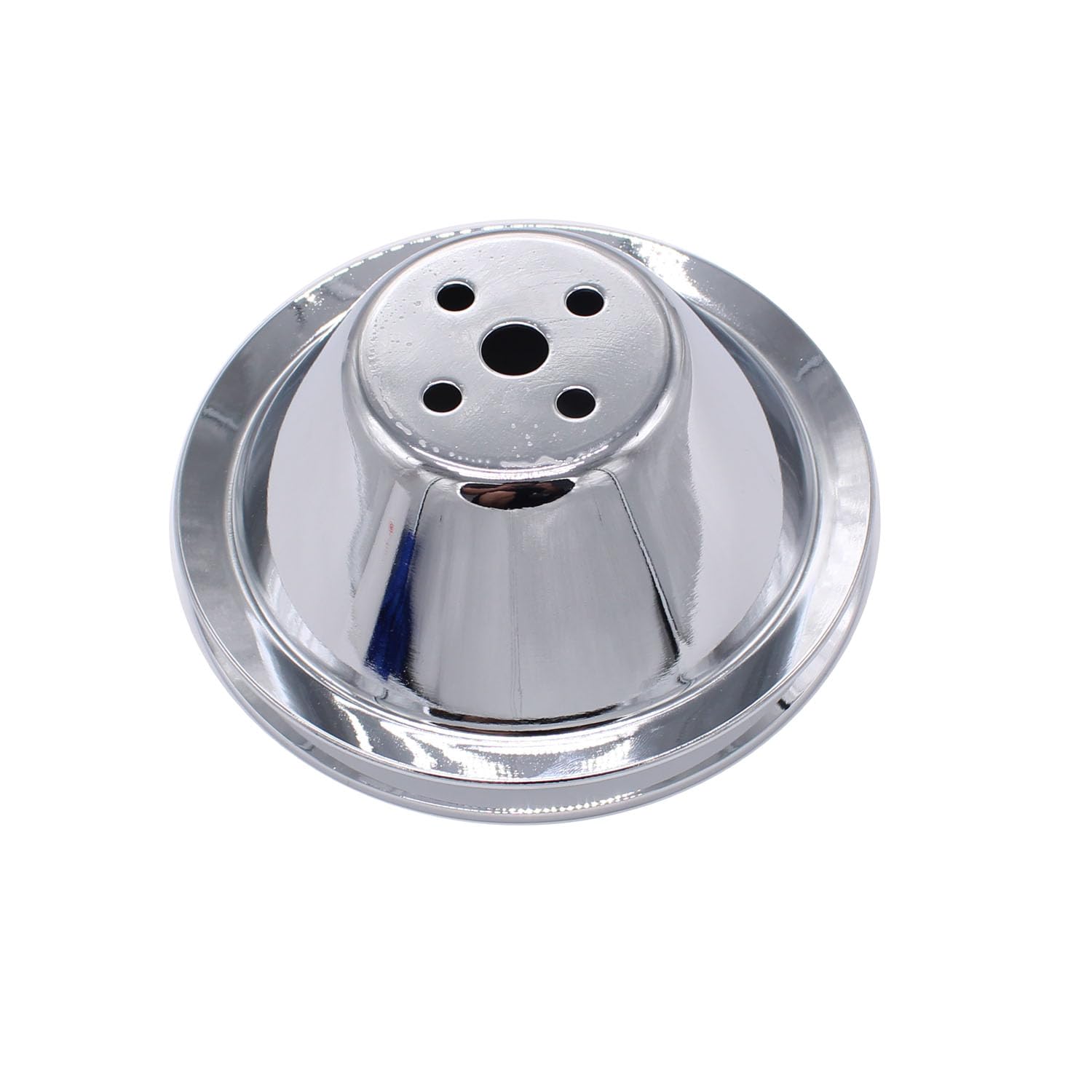 Photo 1 of 1 PC SHLPDFM Pulley Chrome Polished Silver Steel SWP 5/8" Single-Groove Short Water Pump Pulley Compatible with Small Block Chevy SBC 262 265 267 283 302 305 307 327 350 400