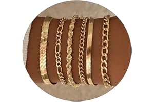 JECOMY Gold Bracelets for Women Gold Chain Bracelet Sets for Women Girls 14K Gold Plated Dainty Link Paperclip Bracelets Cuba Stackable Layered Metal Link Bracelet Set Anklet Jewelry for Women