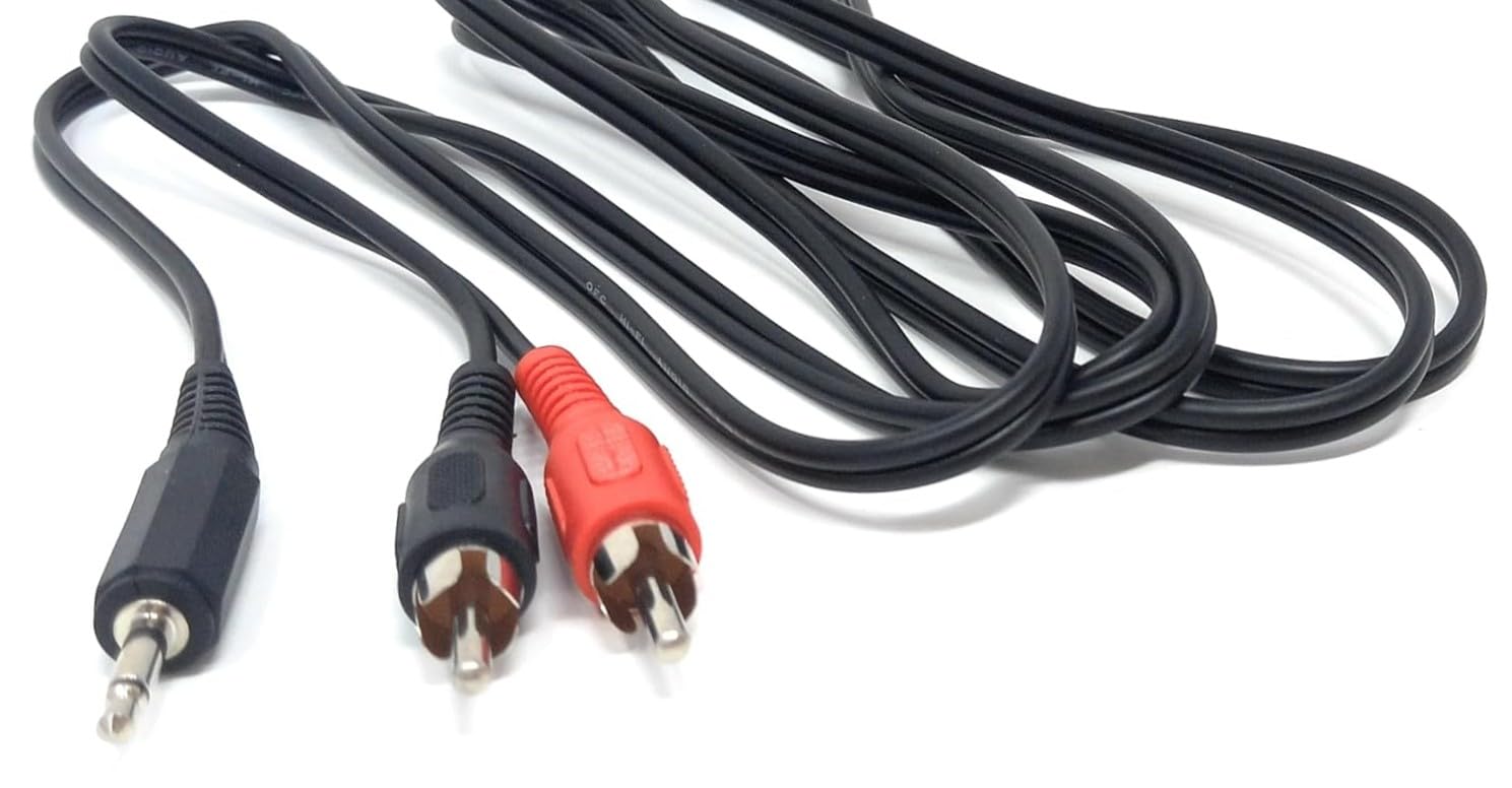 DRUT 1m 3.5mm Mono Male Jack Plug to 2 x RCA Phono Red/Black Plugs Audio AUX Lead Cable (3.3ft)