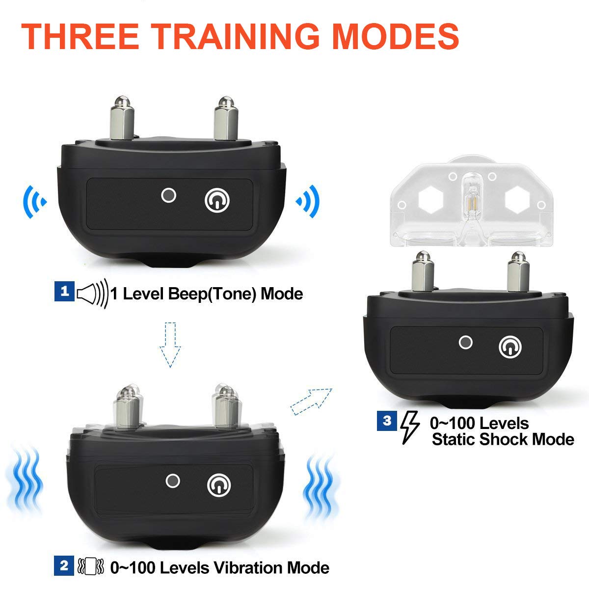 Tebaba Dog Training Collar 1000ft Remote 2018 Upgraded Dog Shock Collar Rechargeable & IPX67 Waterproof Electric Shock Collar with Beep Vibration and Harmless Shock for Small,Medium and Large Dogs