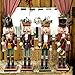 Nutcracker Figures Soldier Doll Christmas Tree Gift Box Spring Country 12 Inch Decoration Figurine Collection Holiday House Present New Wooden Puppet Occasion Ornament 4 Pieces Decorative Toys Set Kid