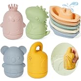 Baby Bath Toys 9PCS Mold Free Bath Toys for Babies 6-12 Months Bathtub Water Toys with Easy Clean Silicone Bath Toy for Kids Ages 1-3 Safe Bath Boats, Baby Shower Birthday Gifts for Babies &amp; Infant