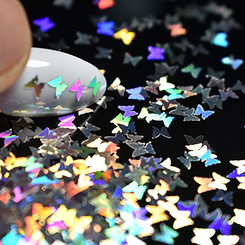 Splarkly Laser Butterfly Nail Sequin Acrylic Paillettes Holographic Nail Sparkle Glitter Sheets Tips Nail Art Decoration - Thumbnail 2