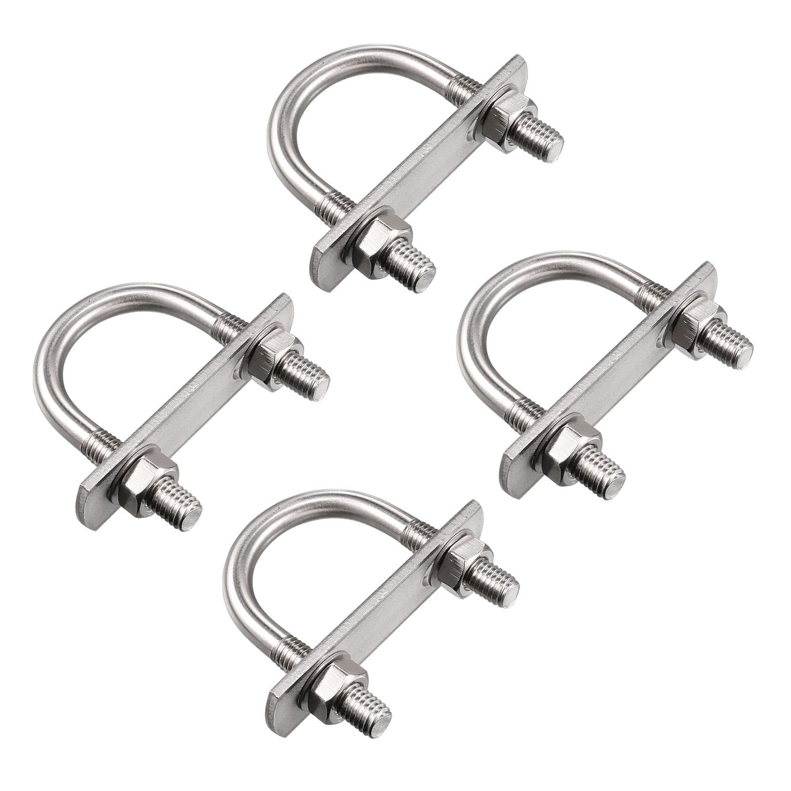TA-VIGOR 4 sets M8 Round U-Bolts, 35mm Inner Width 60mm Length 304 Stainless Steel U-Bolts with Nut, Plate, Washer for Attaching Piping Conduit Cable Tube Brackets Boat Trailer