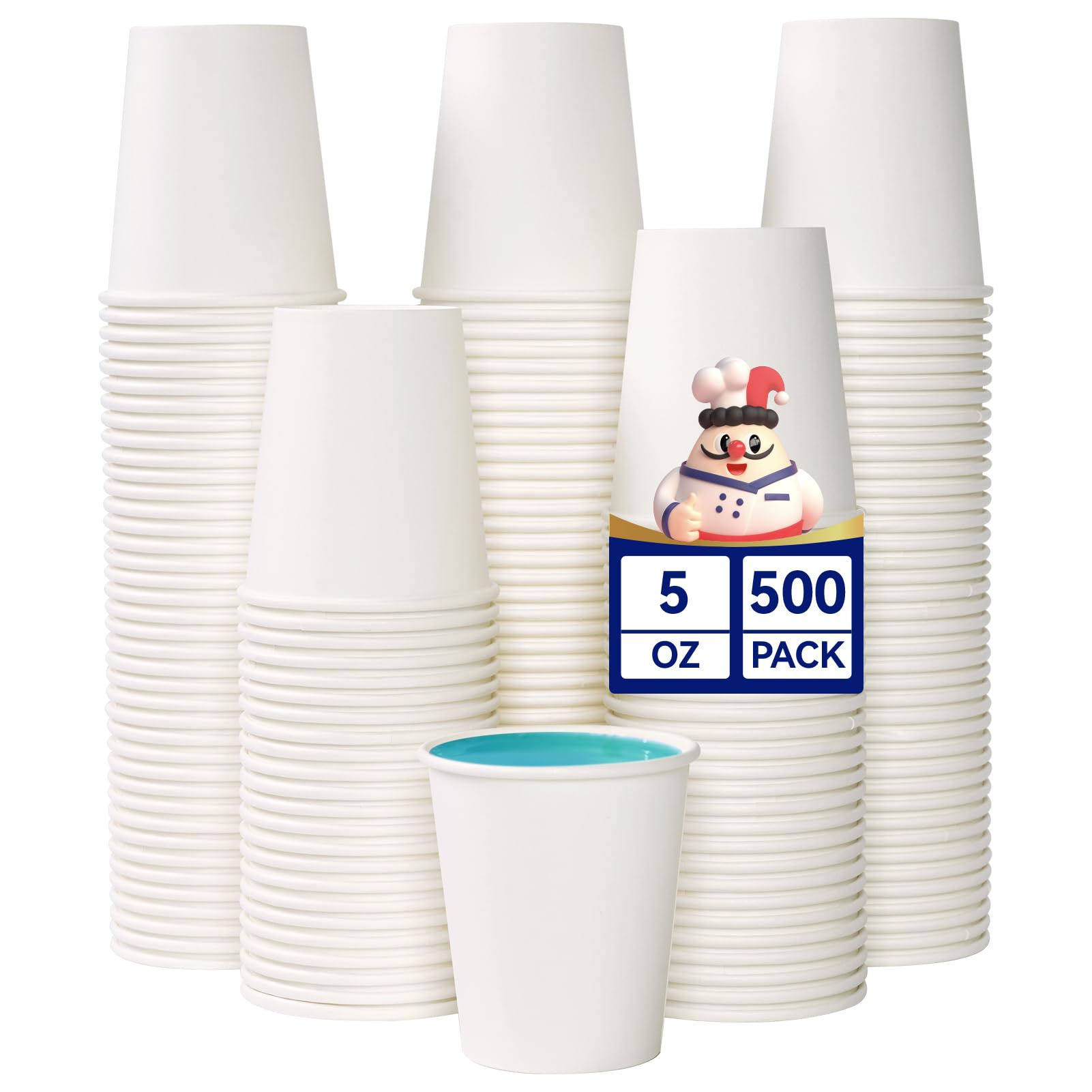 Photo 1 of JOLLY CHEF 500 Count 5 oz Paper Cups, Disposable Bathroom Mouthwash White Drinking Cups for Home, Office, School, Store Use