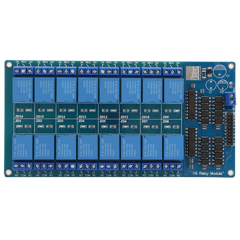 16-Channel 5V Relay Module Board with Isolated Optocoupler Strong Anti-Interference for Microcontroller Projects