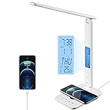 poukaran LED Desk Lamp with Wireless Charger, USB