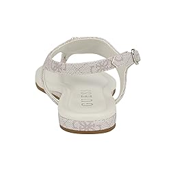 Guess Women's UNALI Flat Sandal, Ivory Logo 150, 9