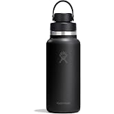 Hydro Flask Water Bottle - Insulated Stainless Steel - Wide Mouth Flex Chug Lid, Non Spill, Leakproof in 32 Oz Tonal Black