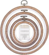 LAMXD 4 Sizes Imitated Wood Display Round Embroidery Hoop Set with Gold Eye