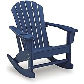 Signature Design by Ashley Sundown Treasure Adirondack Rocking Chair, Blue | Weather resistant HDPE, Integrated armrest cup holder, Heavy-duty 51-pound base, Rust-resistant stainless steel hardware