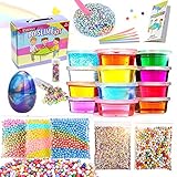 ESSENSON Slime Kit Slime Supplies Make Your Own Clear Crystal Slime Foam Slime Glitter Slime, Slime Making Kit for Girls Boys Kids, Includes Clear Crystal Slime, Foam Balls, Egg Slime